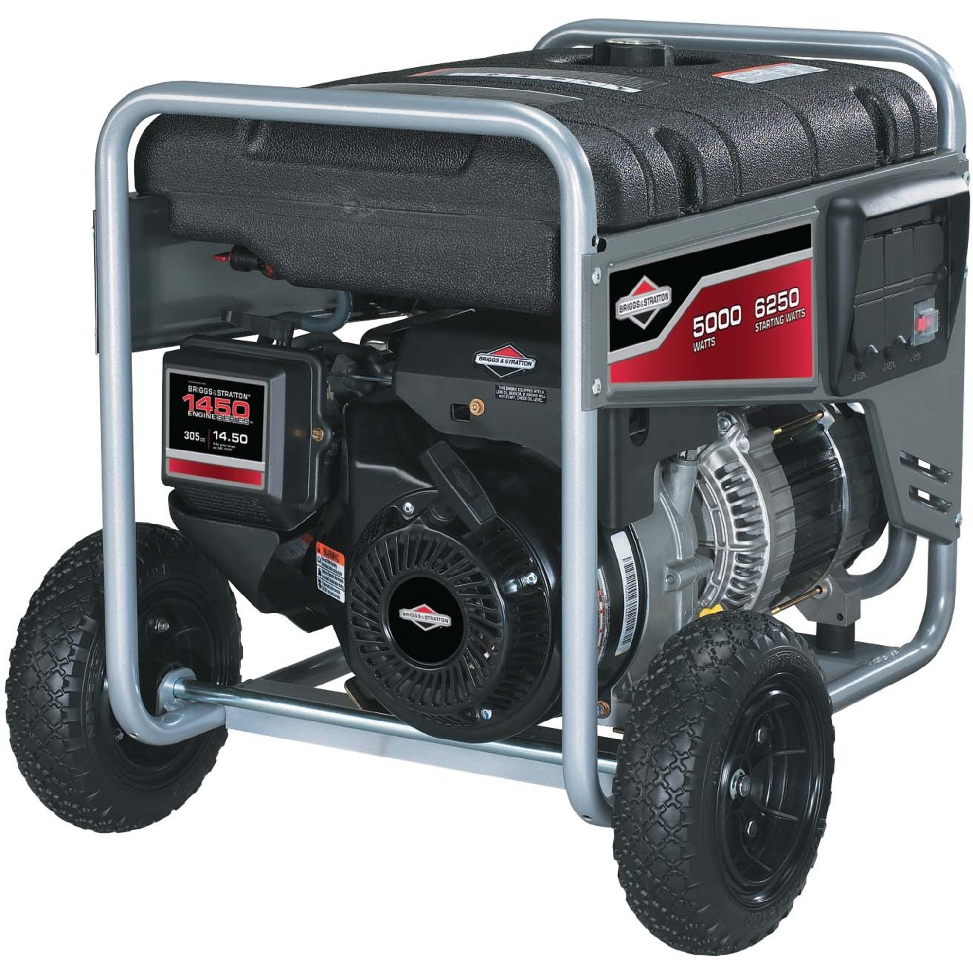 Briggs & Stratton Portable Generator — 6250 Surge Watts, 5000 Rated Watts, 1450 Series OHV Engine with Electric Start, Model# 030362